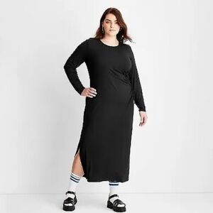 New Future Collective Cut Out Waist Midi Dress In Black Size 3X